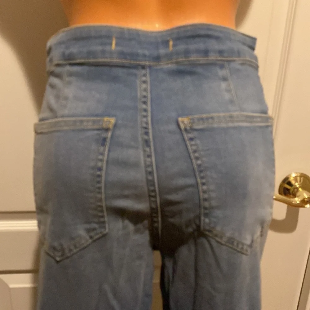 FREE PEOPLE Just Float On Wide Leg Denim Pant Jeans 26β Light Blue $78 EUC - Picture 10 of 16